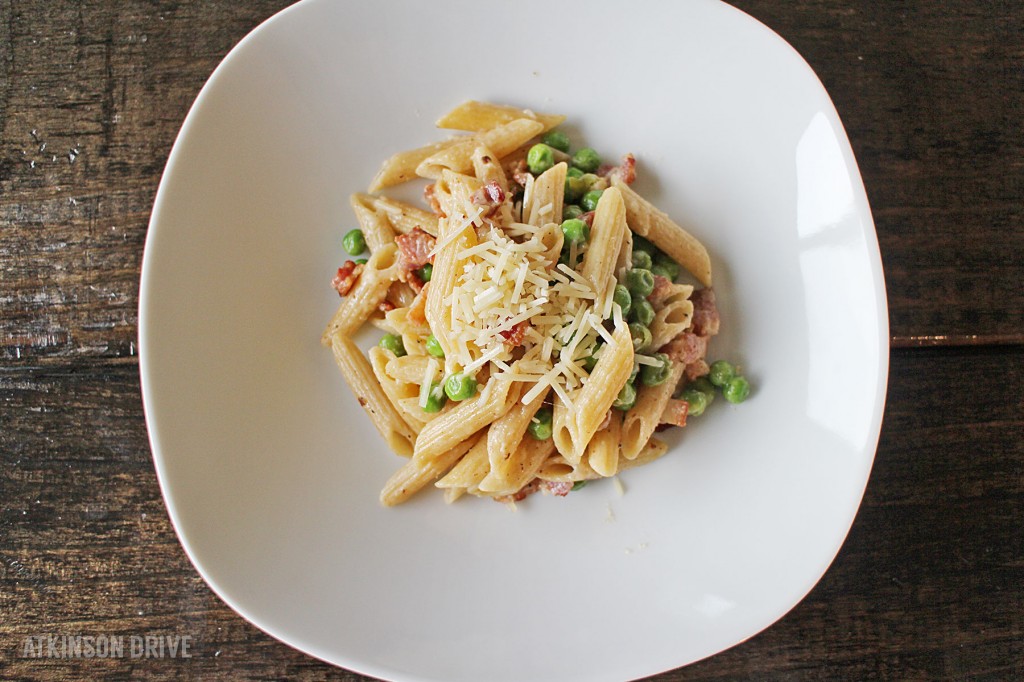 Creamy Pea & Bacon Pasta by Atkinson Drive