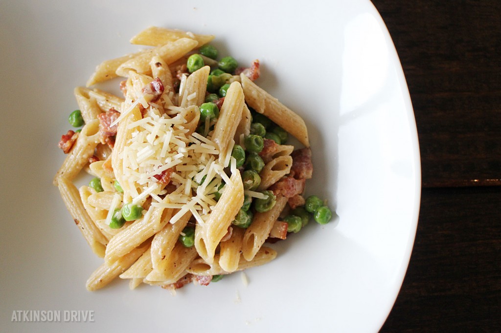 Creamy Pea & Bacon Pasta by Atkinson Drive