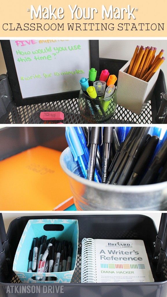 "Make Your Mark" Creative Writing Station by Atkinson Drive. The perfect creativity station for teachers and moms to encourage original ideas. 
