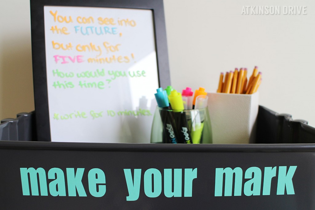 "Make Your Mark" Creative Writing Station by Atkinson Drive. The perfect creativity station for teachers and moms to encourage original ideas. 