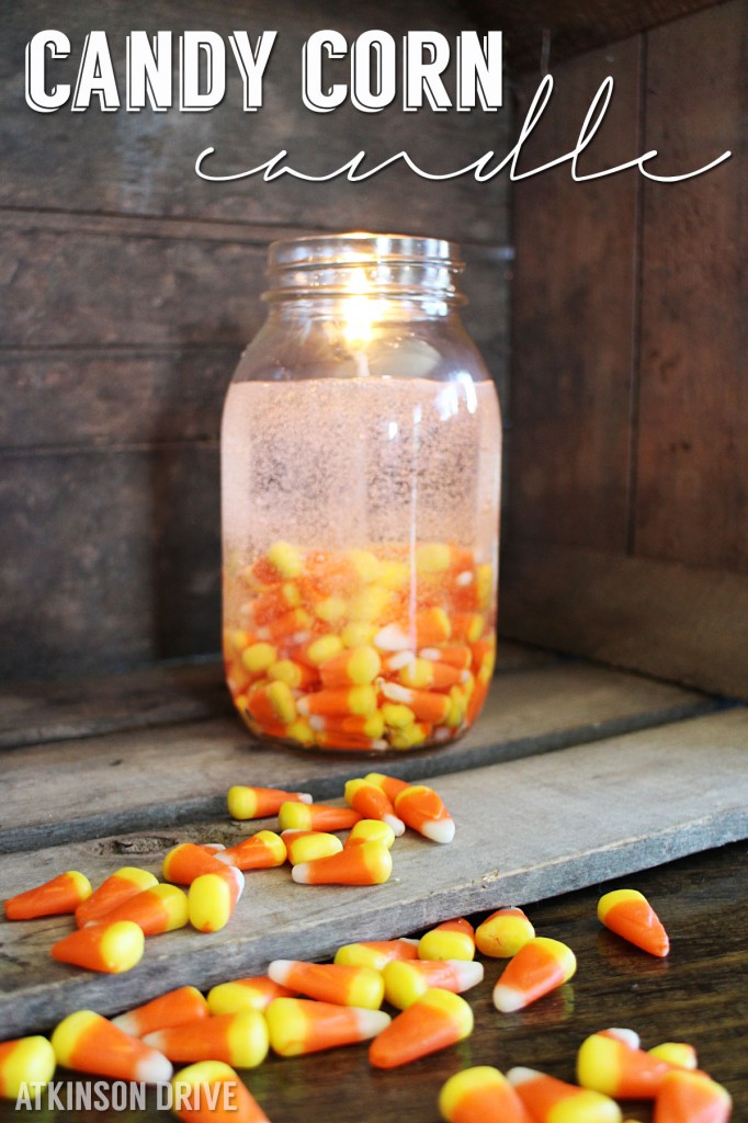 Turn your left-over candy corn into a beautiful gel-based Candy Corn Candle!